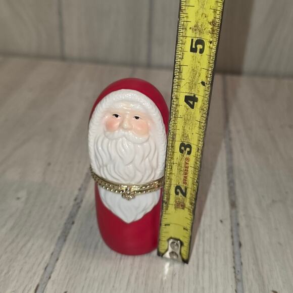 Vtg Santa Claus Hinged Trinket Box Ceramic Christmas Holiday Miniature - Picture 5 of 5
